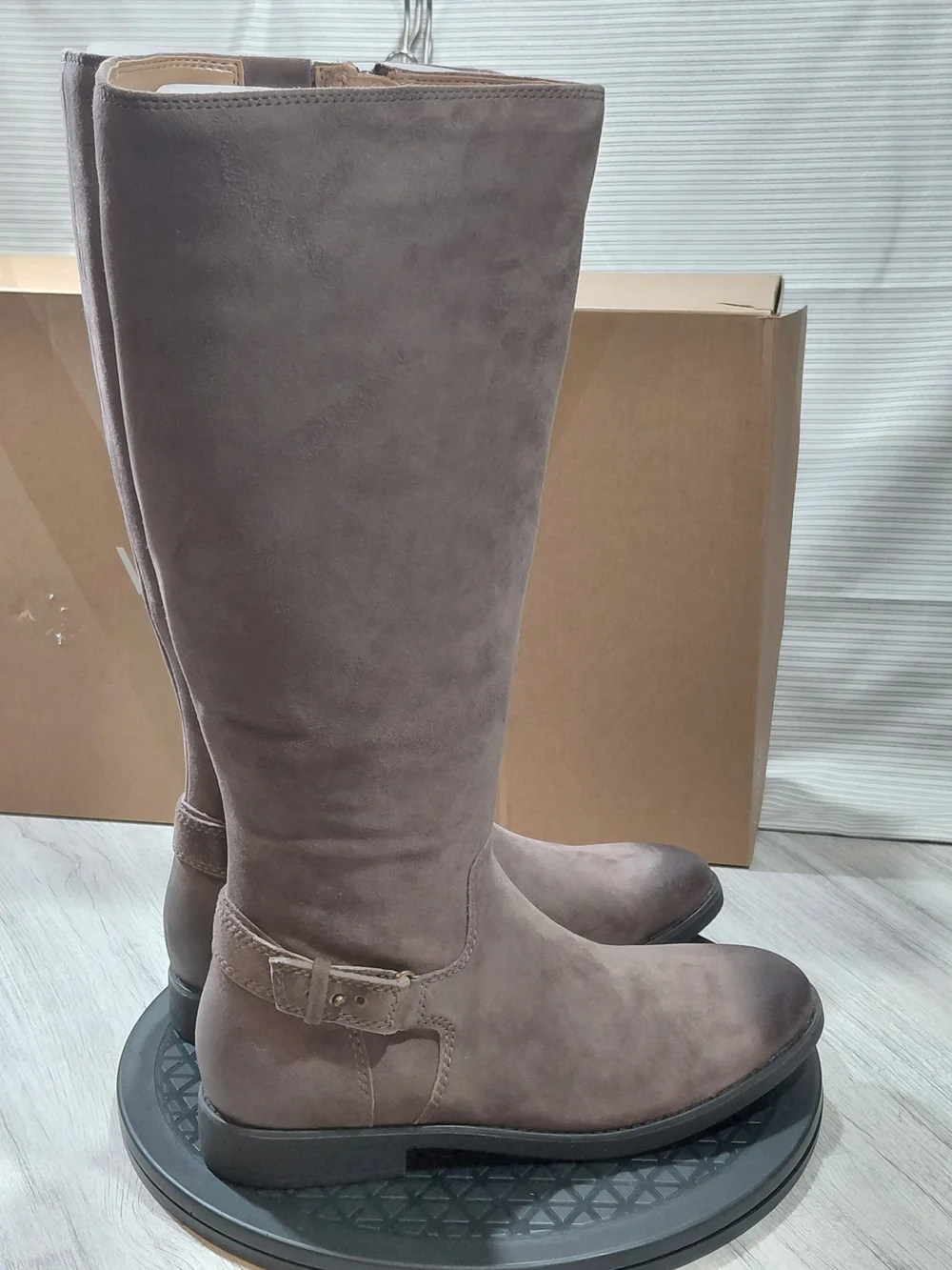 NEW Vionic Women's Rochelle Tall Knee High Taupe Brown Suede Leather Boots W8